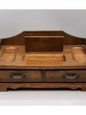 Vintage Mens Mele Walnut Wood Lined Drawer Jewerly Dresser Valet Organizer Caddy